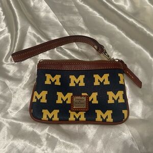 Dooney & Bourke Blue and Yellow University of Michigan Wristlet